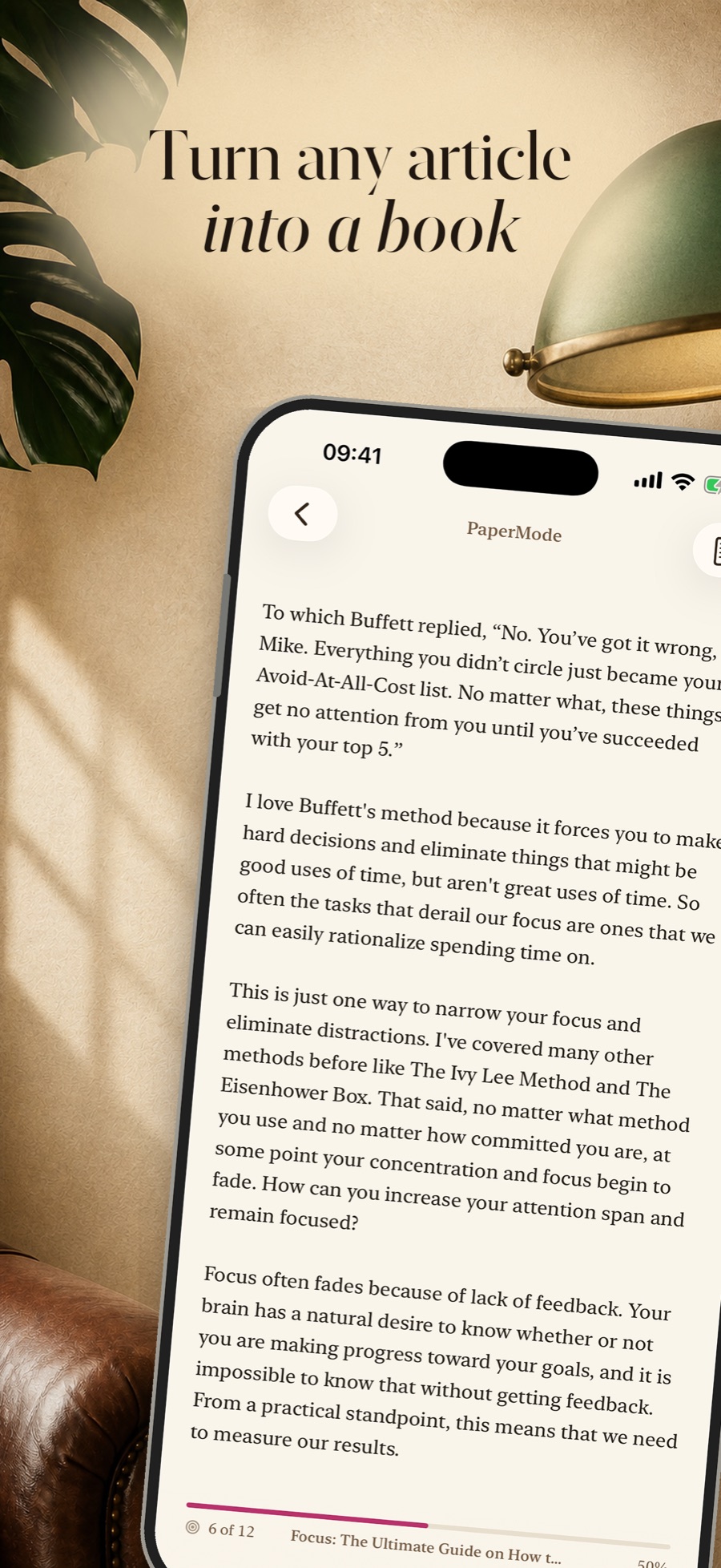 A web article displayed as paginated reading in PaperMode, with reading progress in the footer.